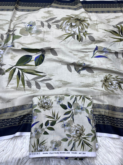 3 PC Slub Khaddar Unstitched Suit Vol-0103