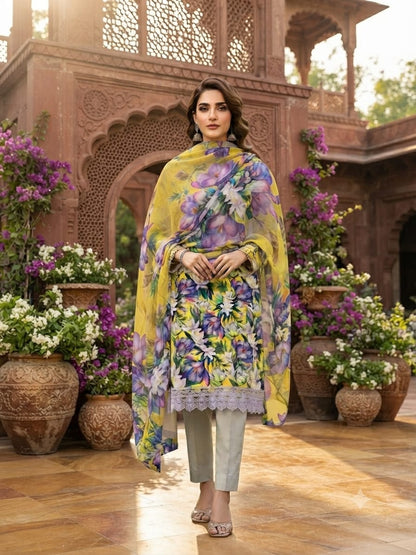 90x88 3Pc Premium Lawn Suit 0020