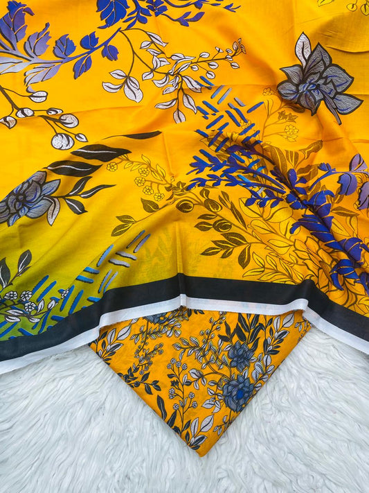 3Pc Civic Lawn Unstitched Suit -423