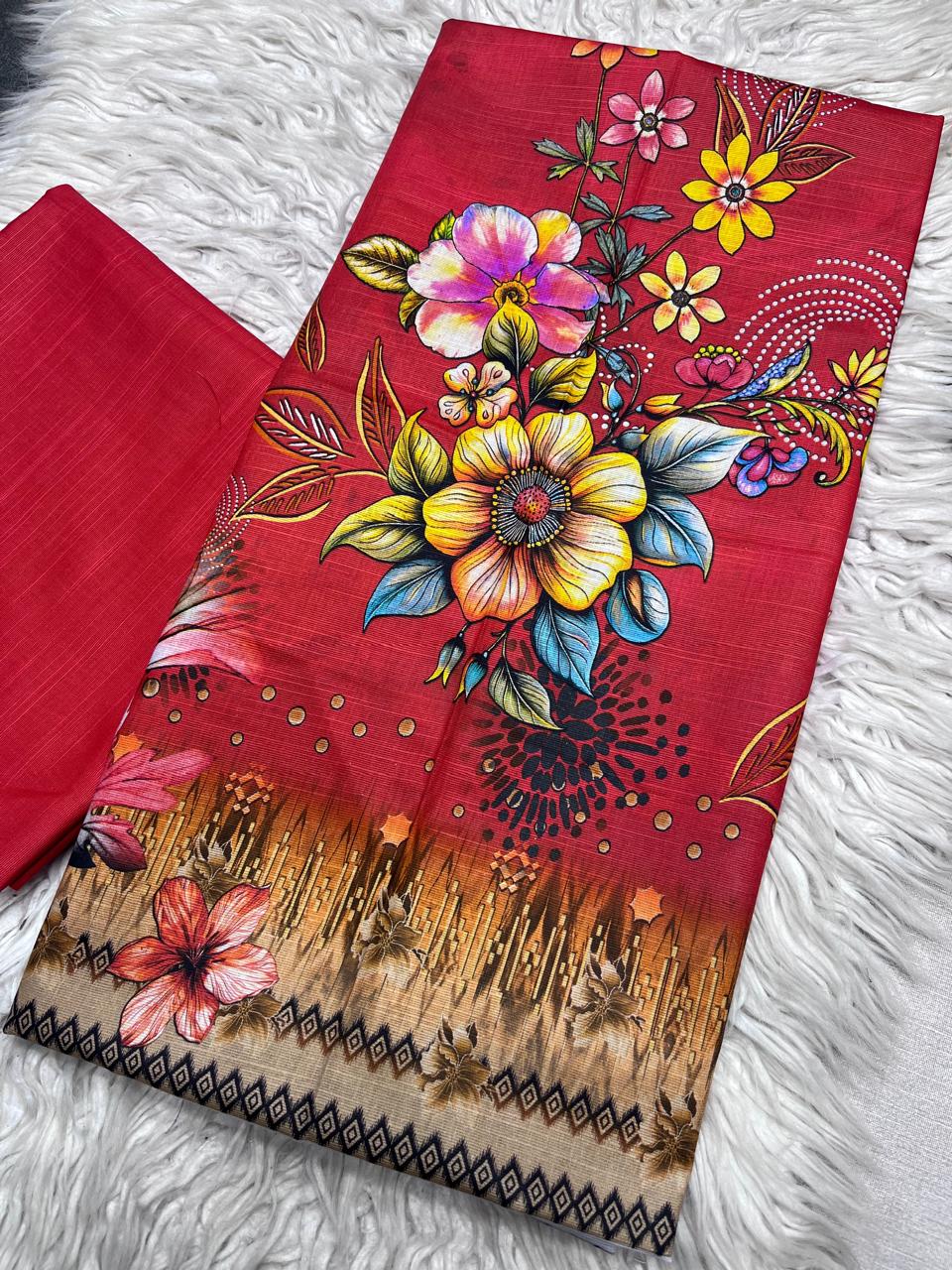 2Pc Kameez & Trouser Slub Khaddar Suit Vol-96