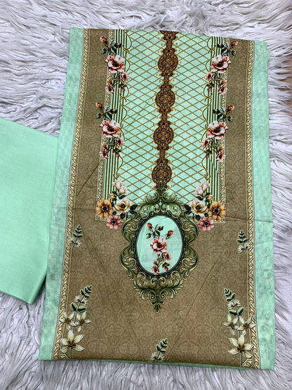2Pc Bin Noor Fab Lawn Shirt & Dyed Trouser Unstitched Suit Vol-49