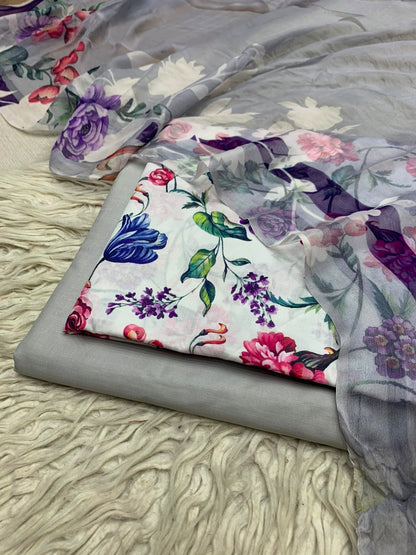 90x88 3Pc Premium Lawn Suit Vol-0020
