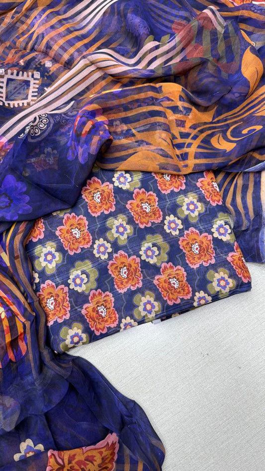 3Pc Luxury Nino Lawn with Chiffon Dupatta Vol-306