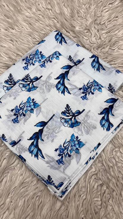 2Pc Supima Cross Slub Lawn Unstiched Suit  Vol-03