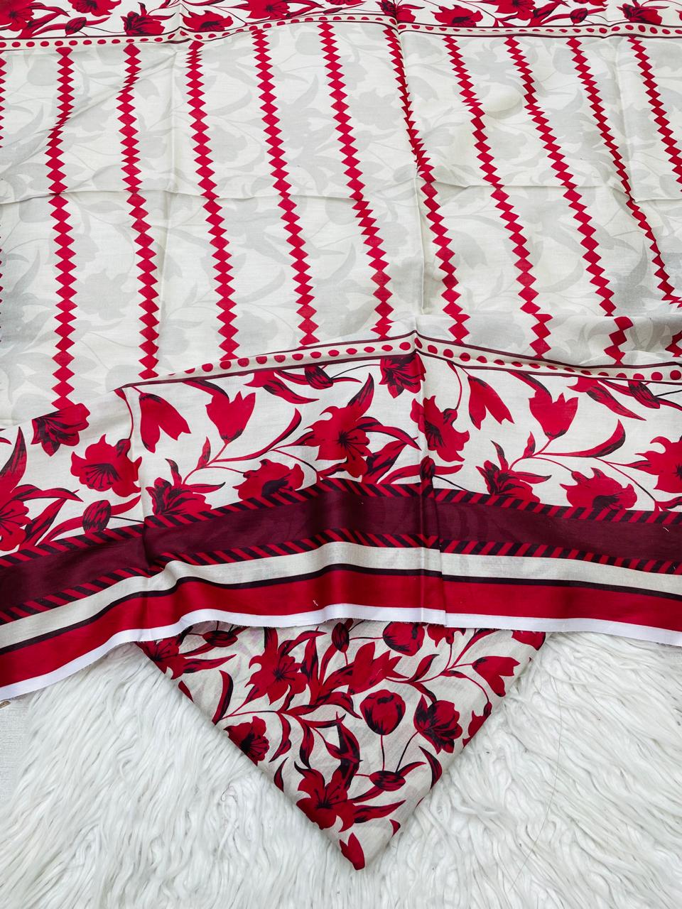 3Pc Civic Lawn Unstitched Suit Vol-0096