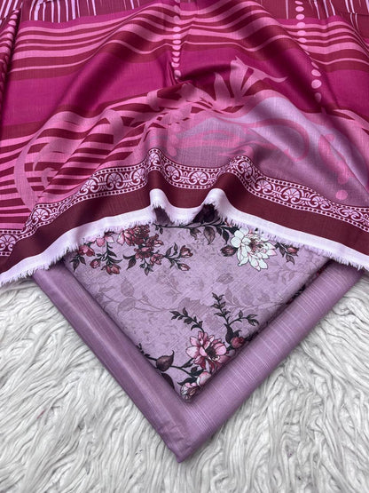 3Pc Slub Khaddar Unstitched Suit Vol-0137