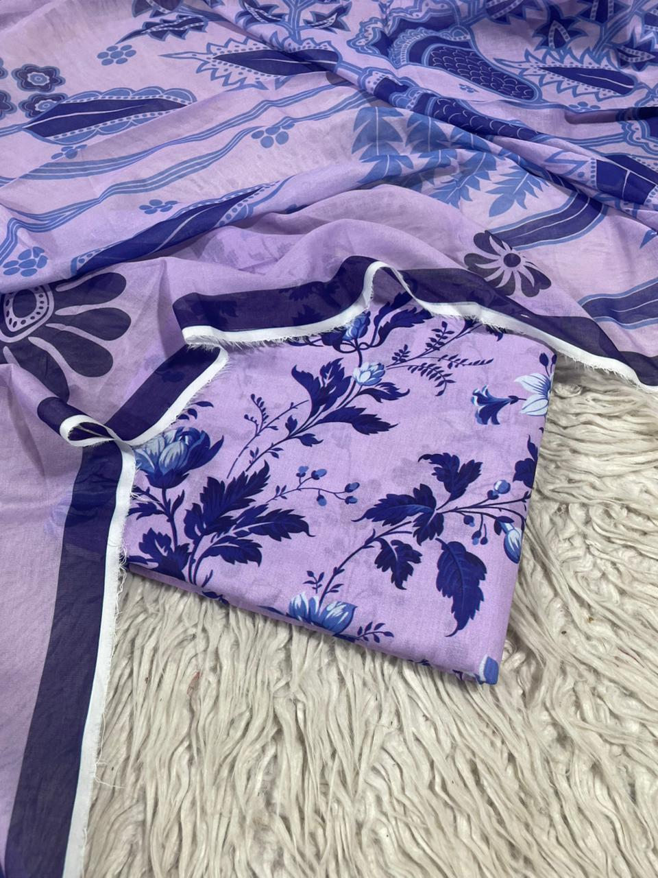 3Pc Supima Lawn Unstitched Suit 1432