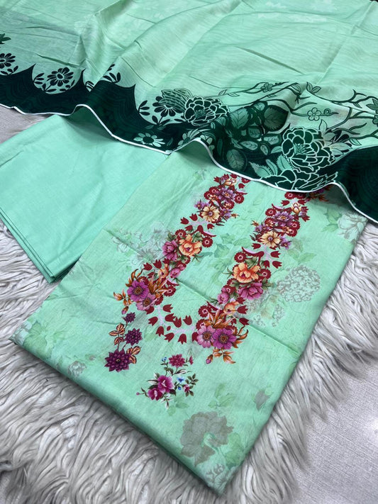 3Pc Lawn Unstitched Suit Vol-0144