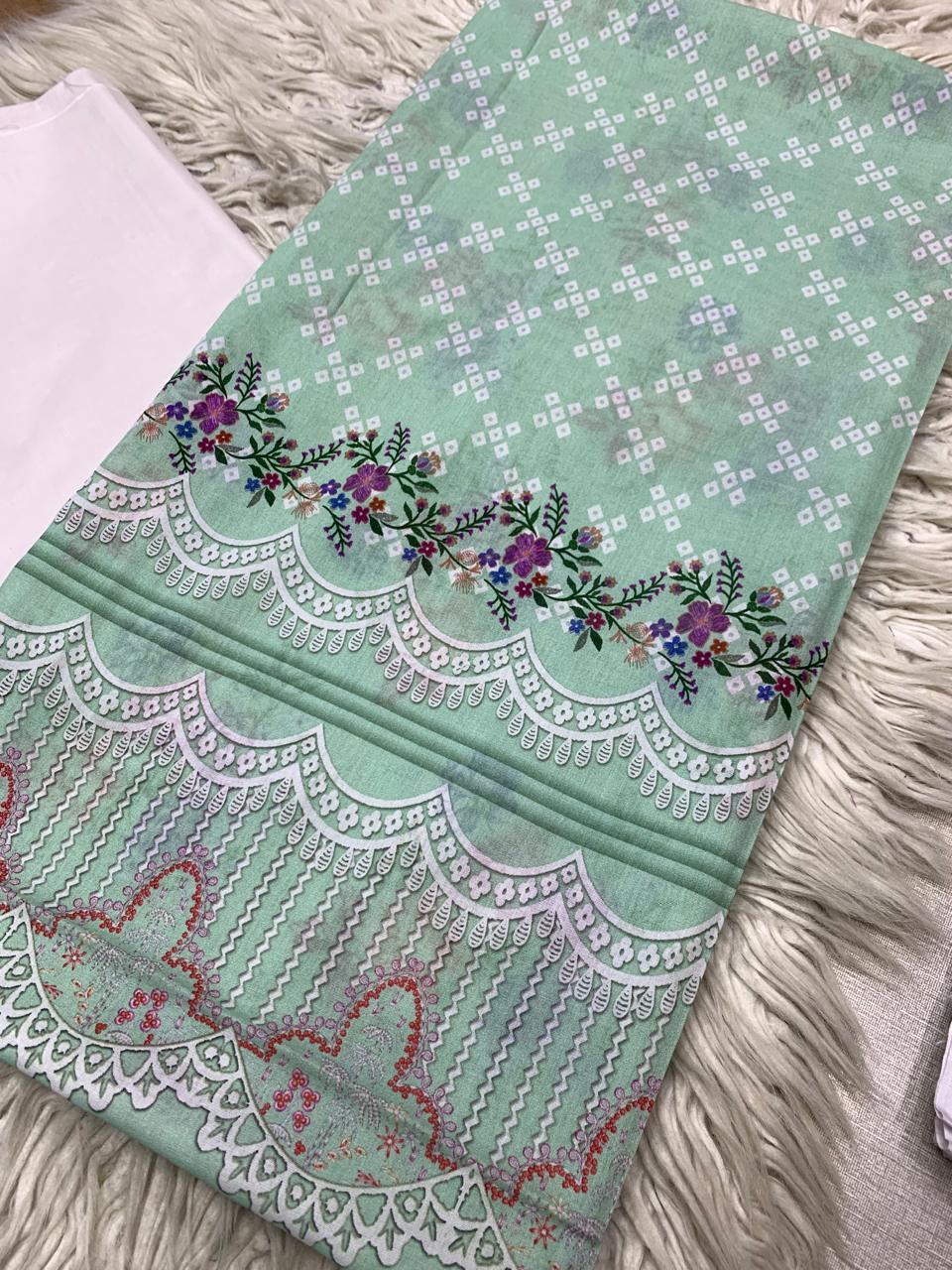 2Pc Printed Lawn Unstitched Suit 1028