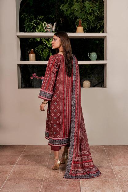 3Pc Firdous Cambric Printed Suit - D741