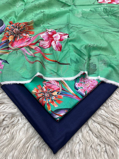 90x88 Lawn 3Pc Printed Suit Vol-0020
