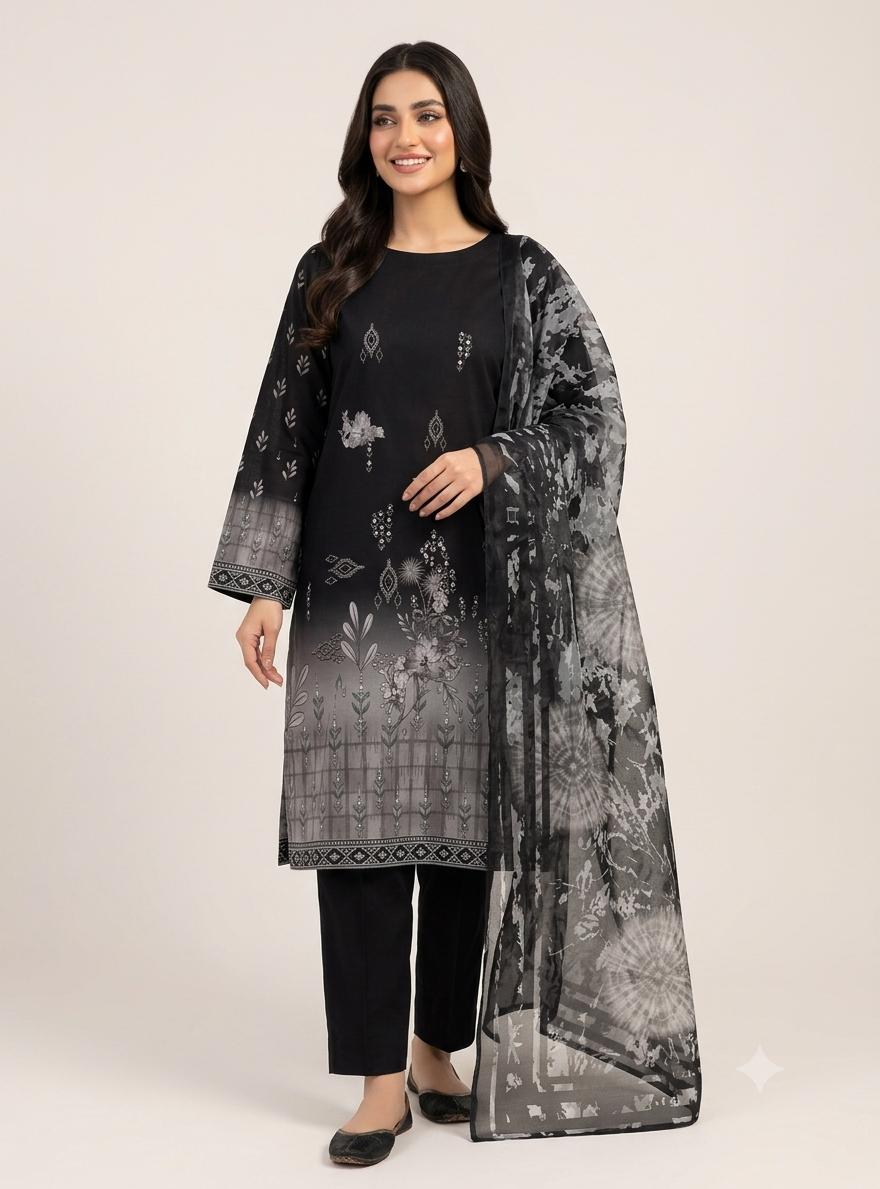 3Pc Lawn Digital Printed Unstitched Suit 374