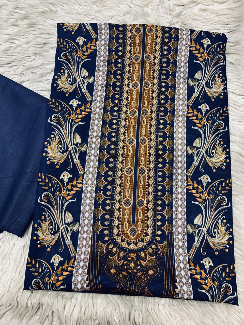 2Pc Bin Noor Fab Slub Doria Lawn Kameez & Dyed Trouser Suit Vol-47