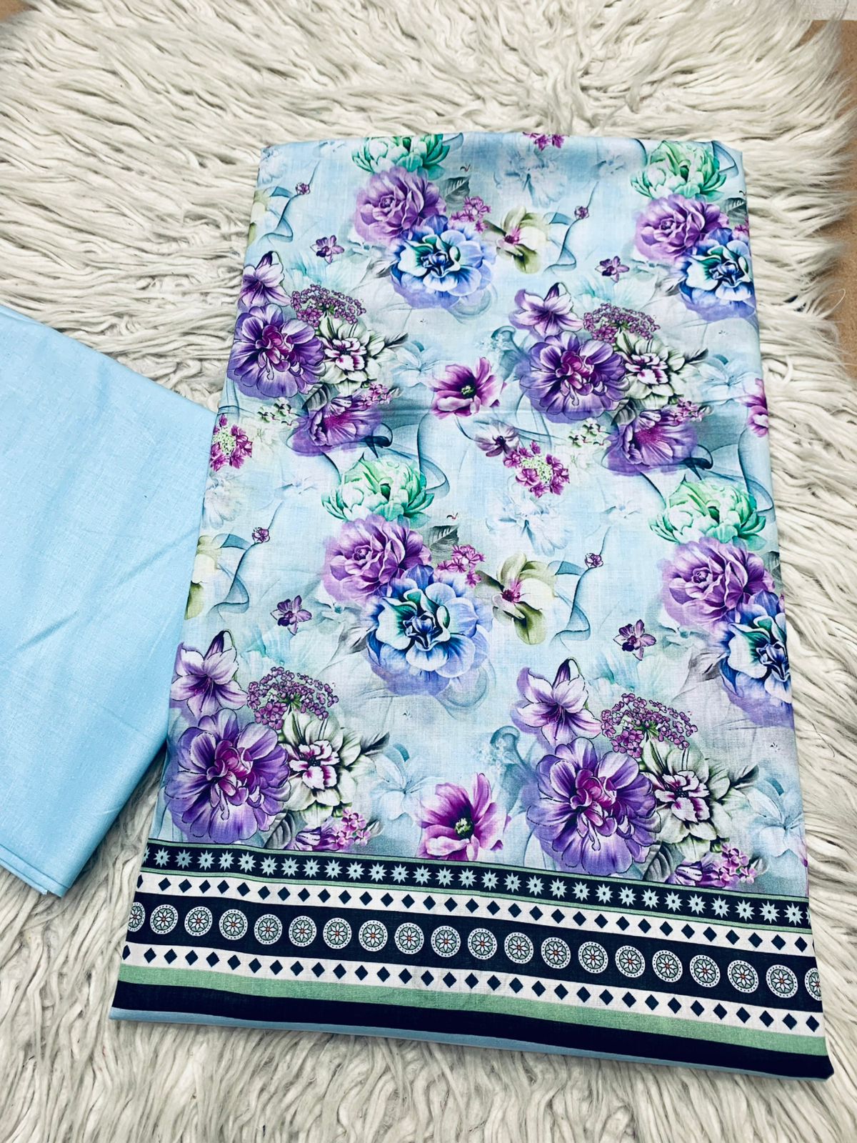 2Pc Sapphire Lawn Shirt & Dyed Trouser Unstitched Suit Vol-0201
