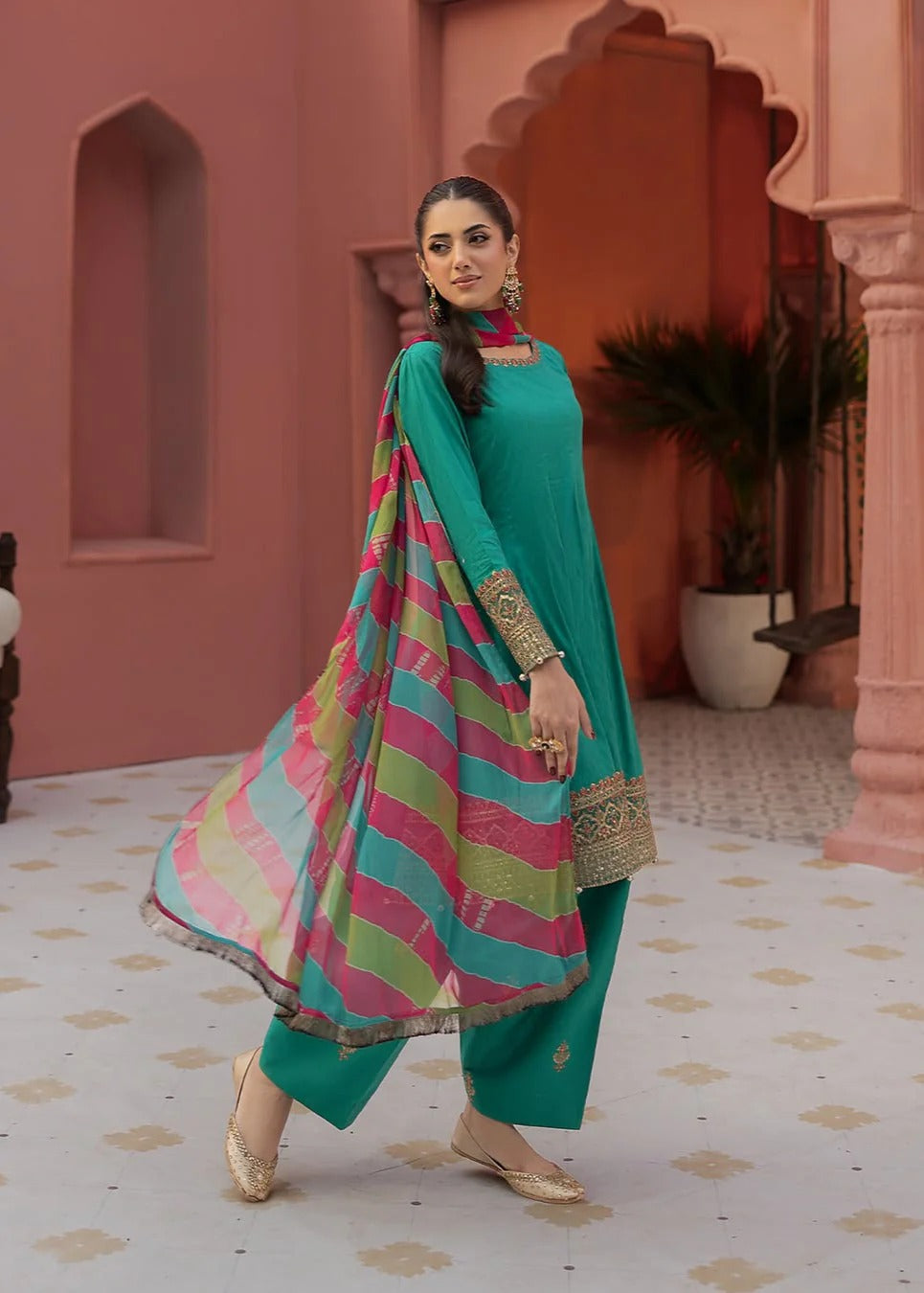 3Piece Embroidered Ricamo Dress