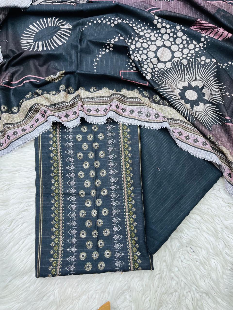 3Pc BanaDora Dhanak Unstitched Suit vol- 0113