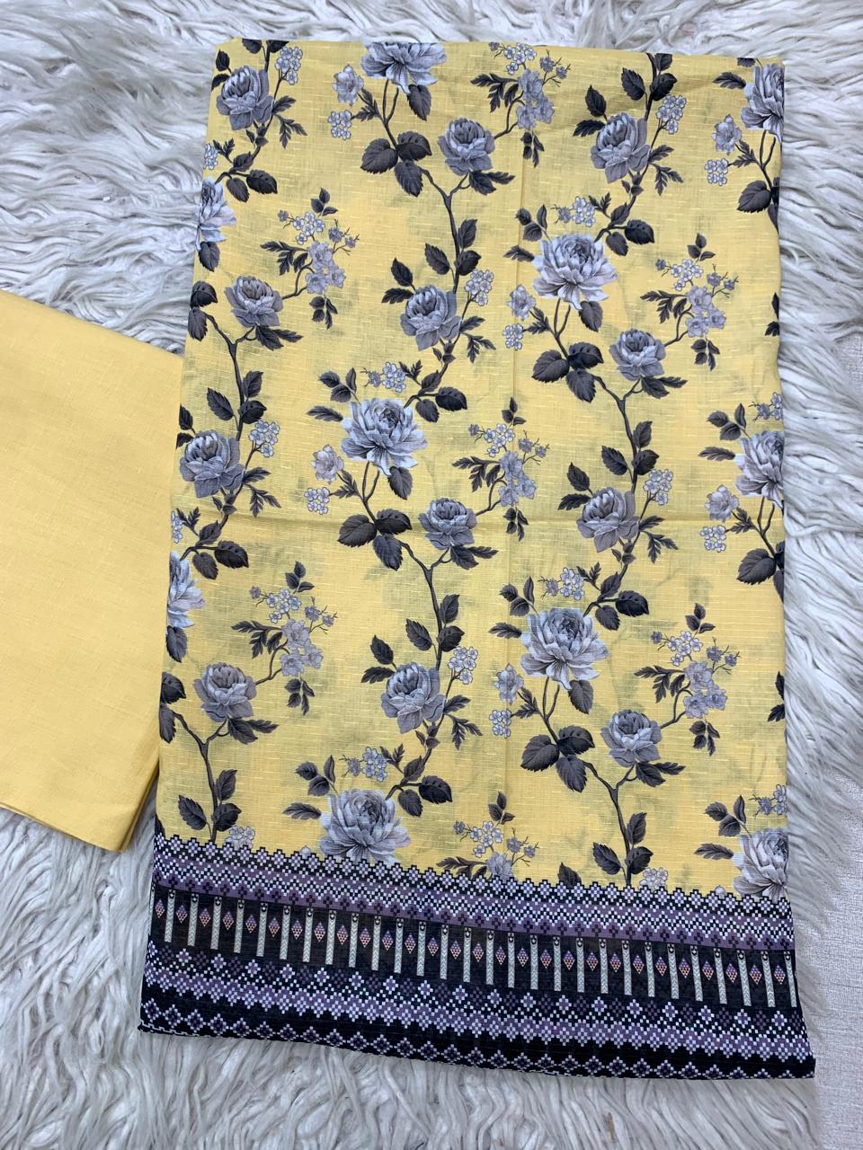 2pc Sapphire Lawn Bana Dora Kameez & Dyed Trouser Suit Vol-0184