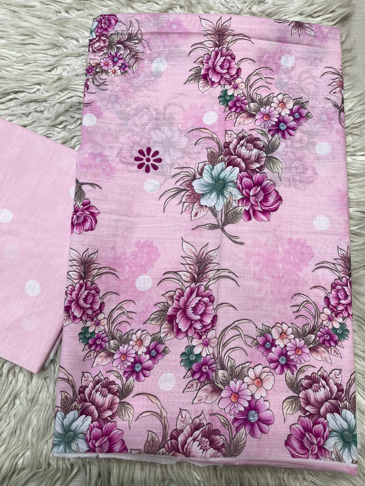 2Pc Cross Slub Lawn Kameez & Trouser Printed Suit  Vol-3220