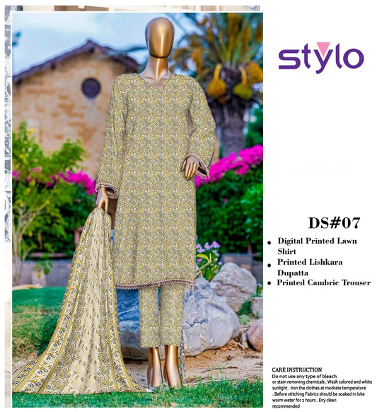 3Pc Stylo Lawn Allover Prints #37000
