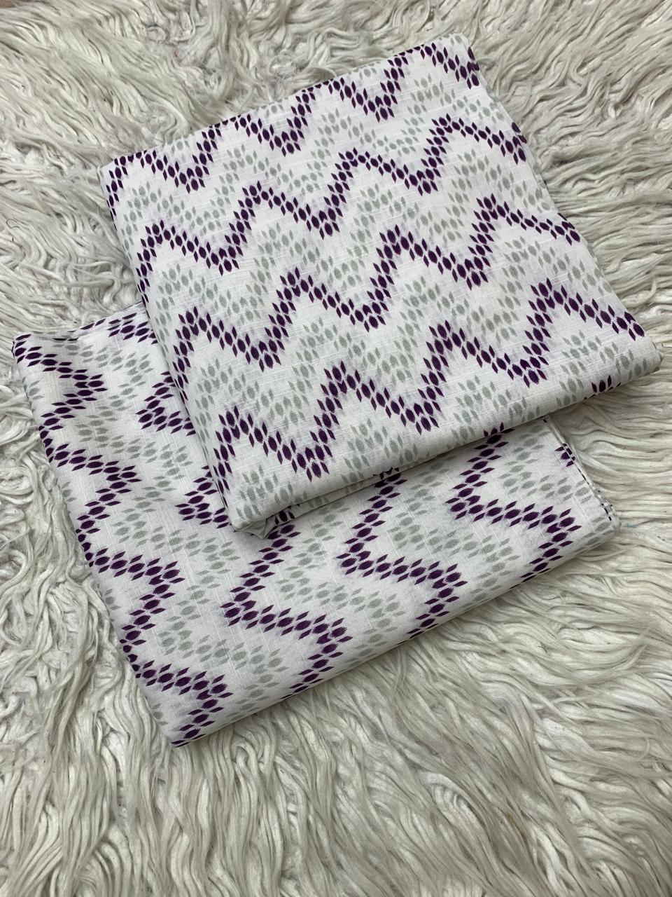 2Pc Supima Cross Slub Lawn Unstitched Suit  Vol-973