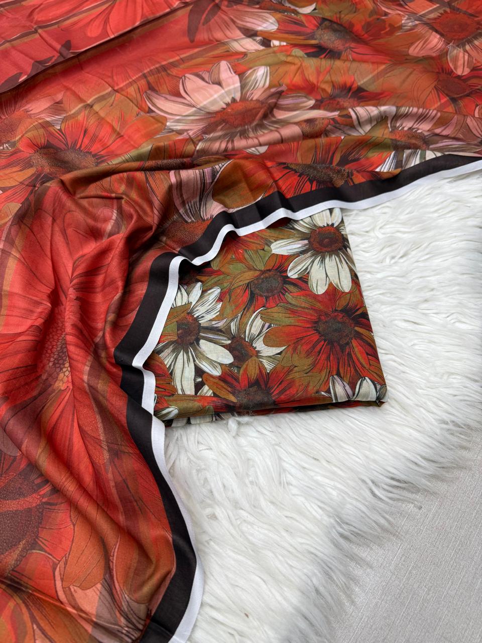 3Pc Civic Lawn Unstitched Suit - #41797