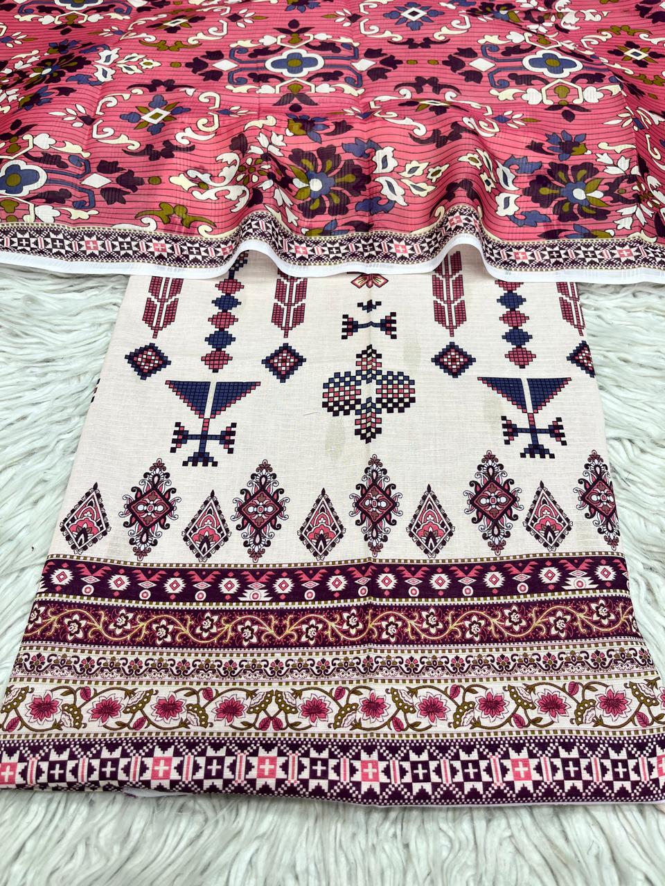 2Pc Lawn Bana Dora Kameez & Cortrai Duppata Vol-3197