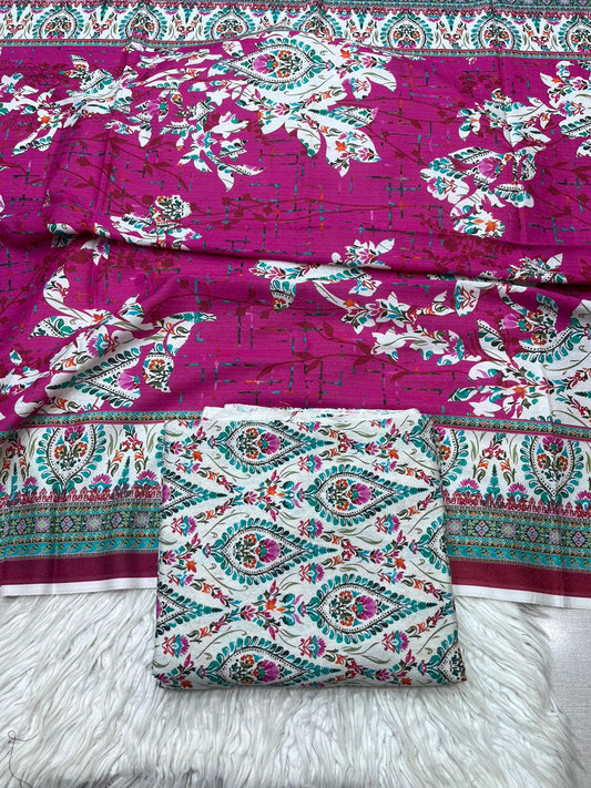 3Pc Karandi Allover Unstitched Suit - 0087