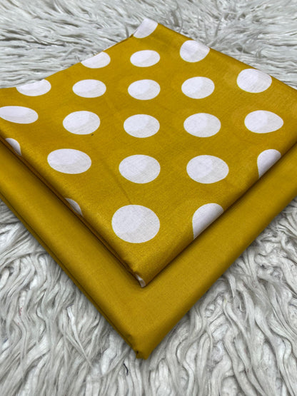 90x88 2Pc Bareeze Lawn Polka Dots Kameez & Dyed Trouser Printed  Suit Vol-0208