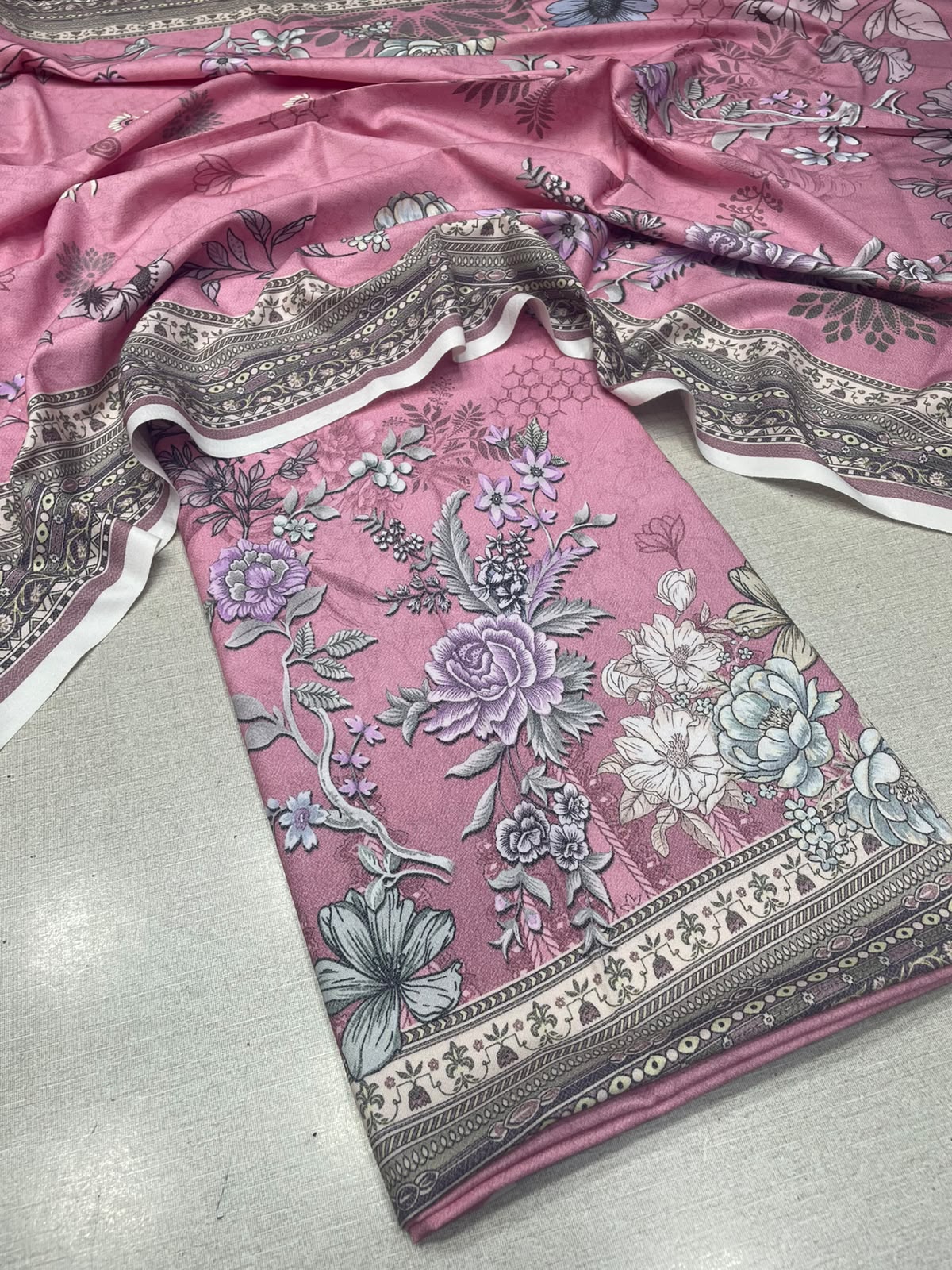 2Pc Dhanak Kameez & Dupatta Unstitched Suit 74