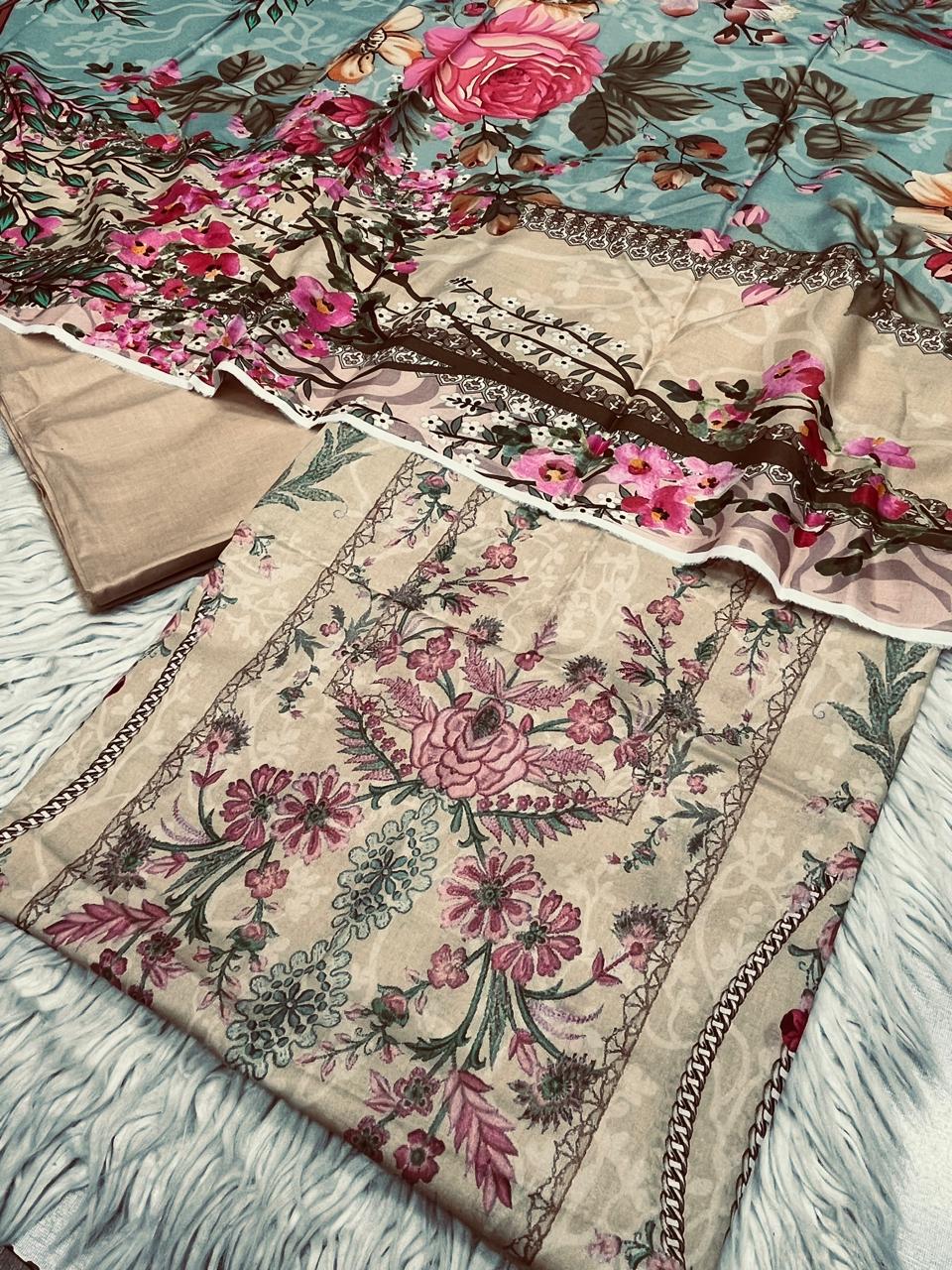 3Pc Supima Lawn Suit Vol-0011