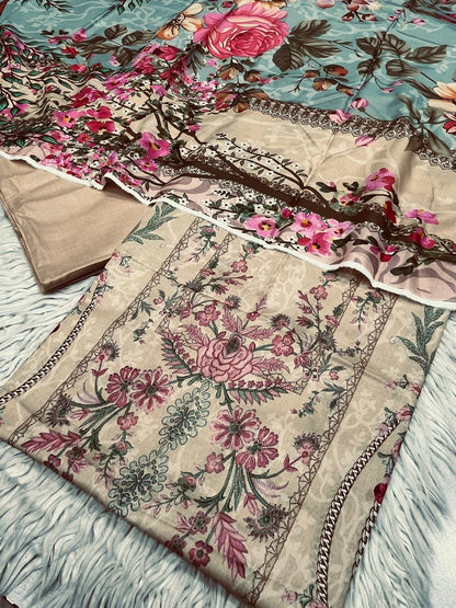 3Pc Supima Lawn Suit Vol-0011