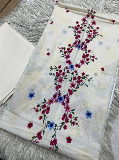 2Pc Sapphire Lawn Shirt & Dyed Trouser Unstitched Suit Vol-0202