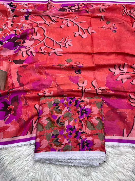 3Pc Slub Khaddar Unstitched Suit - 0091