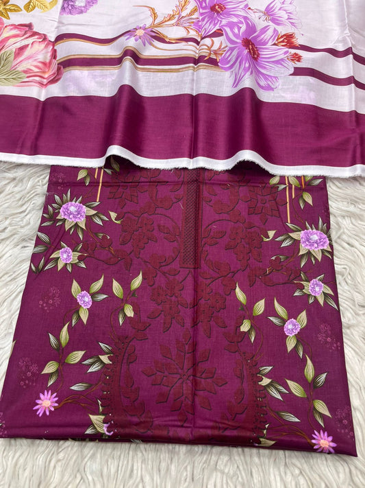 2Pc Supima Lawn Kameez & Duppata Printed Suit  Vol-02