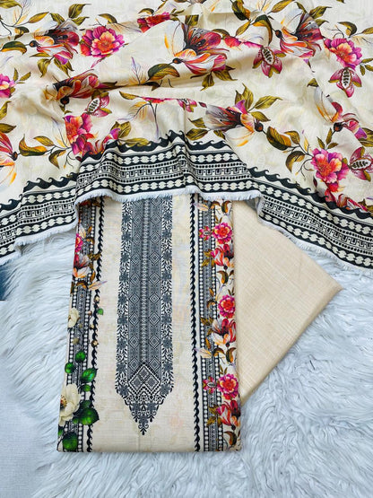 3Pc Chamki Khaddar Unstitched Suit Vol-0116
