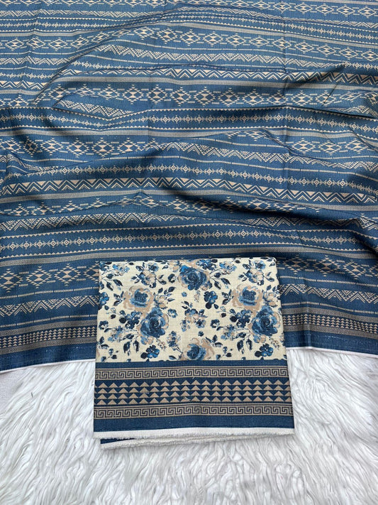 3Pc Chamki Khaddar Allover Suit - 0090