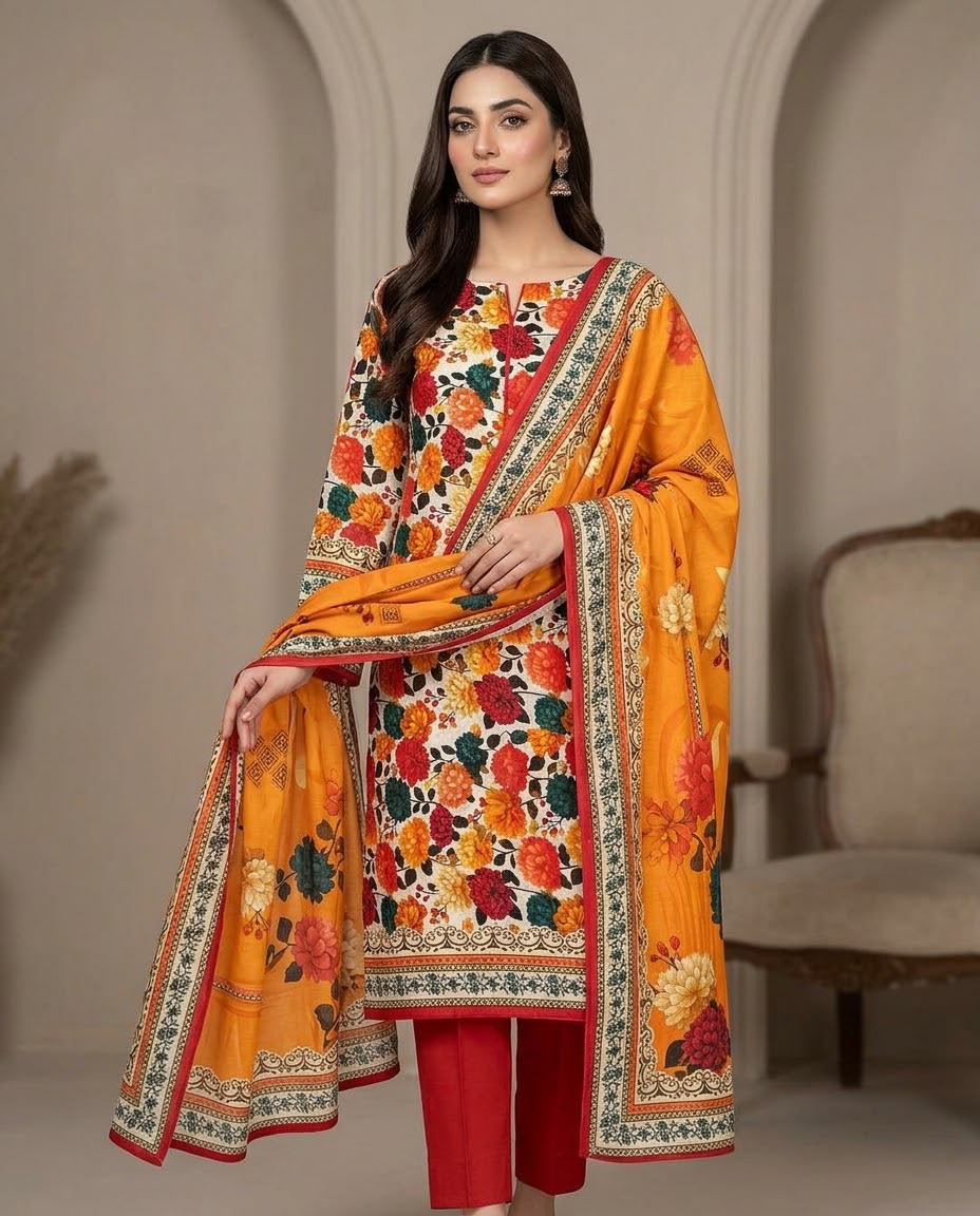 3Pc Zobia Lawn Unstitched Suit 29