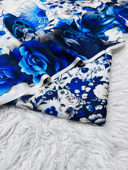 3Pc Linen Allover Unstitched Suit - 409