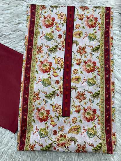 2Pc Bin Noor Fab Lawn Kameez & Dyed Trouser Suit Vol-39