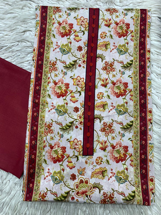 2Pc Bin Noor Fab Lawn Kameez & Dyed Trouser Suit Vol-39