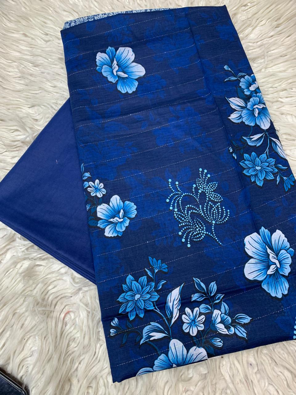 2Pc Printed Silvery Lawn Unstitched Suit 0180