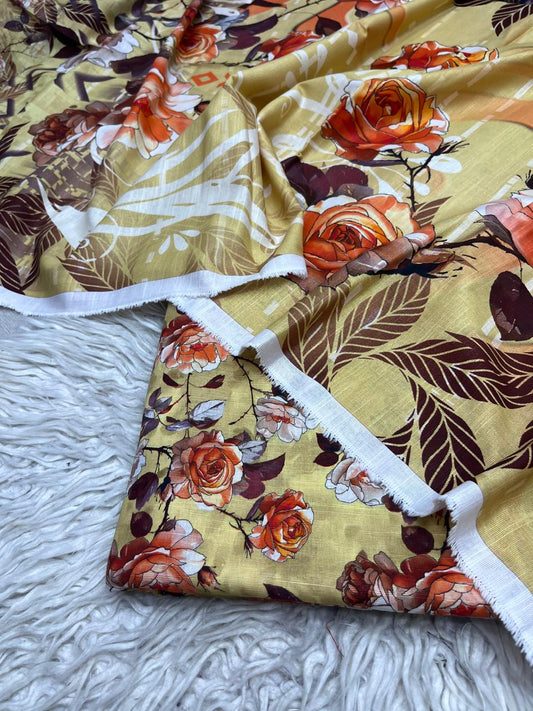 3Pc Slub Khaddar Unstitched Suit Vol-458