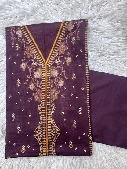 2Pc Lawn Kameez & Dyed Trouser Unstitched Suit Vol-35