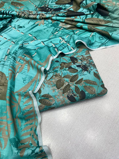 3Pc Slub Dhanak Unstitched Suit 0157