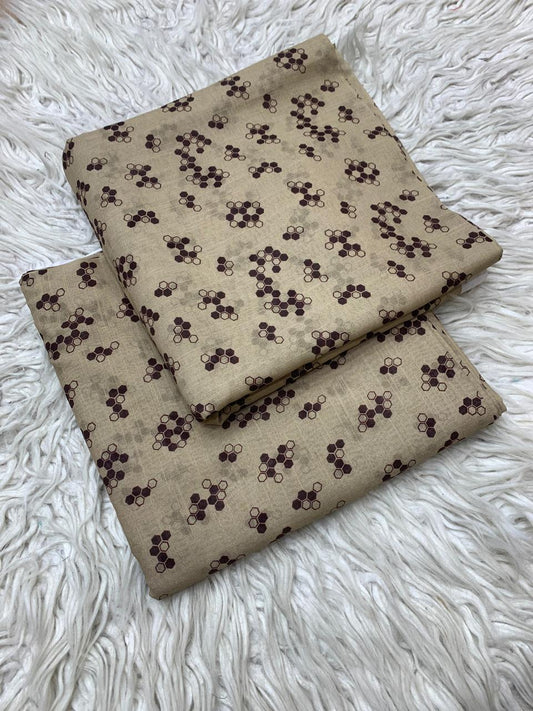 2Pc Supima Cross Slub Lawn Unstitched Suit  Vol-973