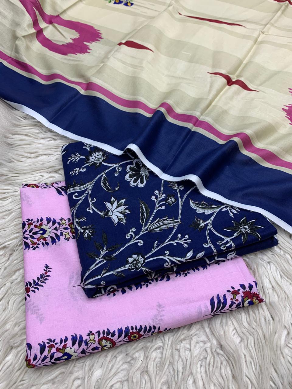 3 Peice Supima Lawn Suit Vol-698