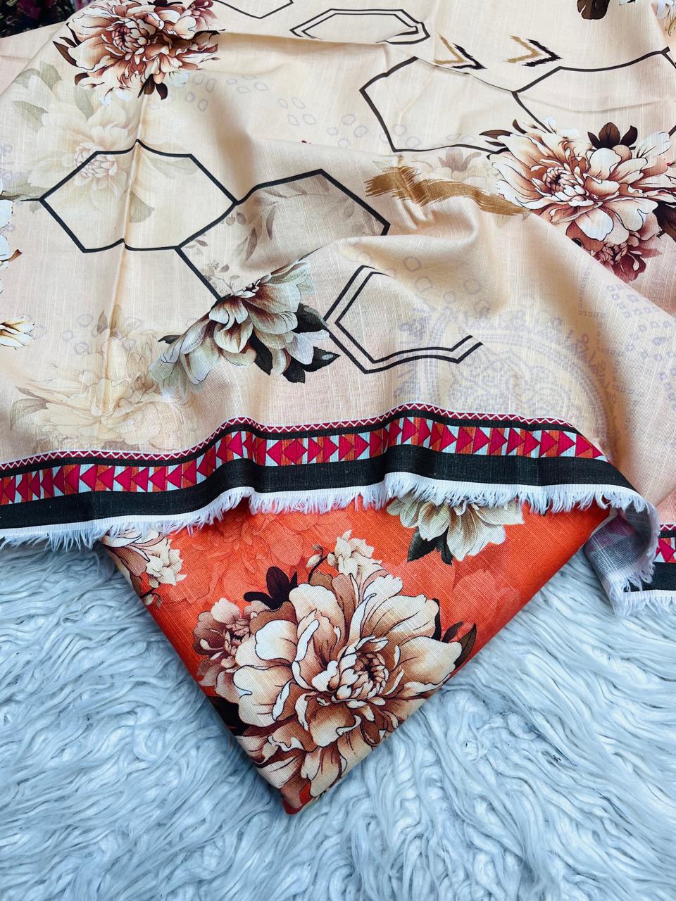 3Pc Slub Khaddar Unstitched Suit Vol-458