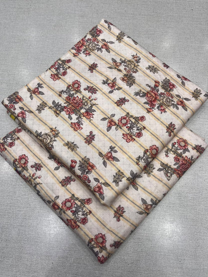 2Pc Zari Linen Same Printed Unstitched Suit 296