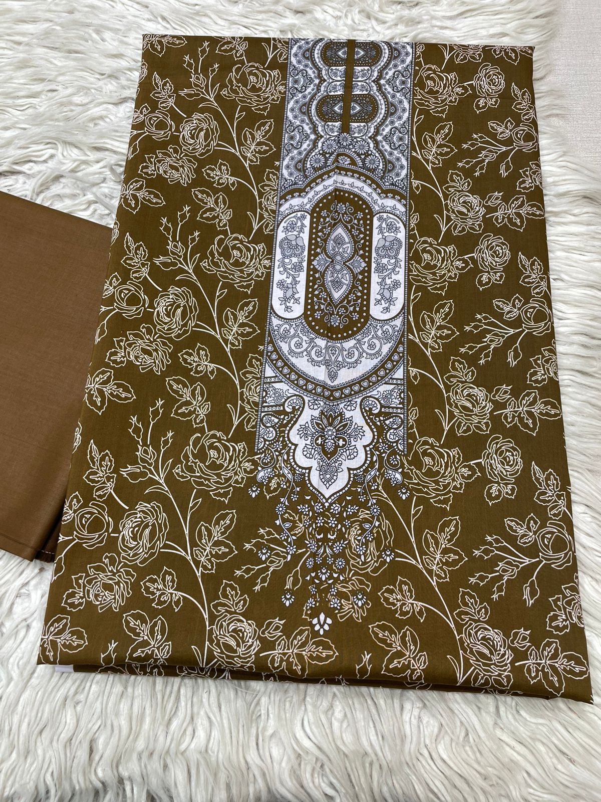 2Pc Bin Noor Fab Lawn Kameez & Dyed Trouser Suit Vol-50