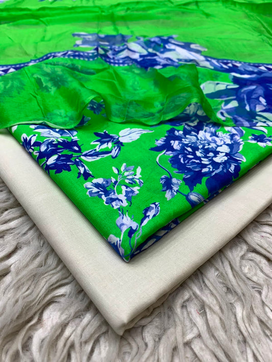 90x88 3Pc Premium Lawn Suit Vol-0020